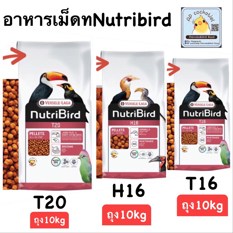 NutriBird H16 T16 T20 อาหารนกฮอร์นบิลและอาหารนกกินผลไม้ และแมลง (นกขนาดใหญ่)