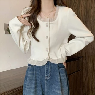 Vogue🌟พร้อมส่ง🌟 เสื้อไหมพรมแขนยาว คอกลม ดีเทลเรียบหรูดูแพง (Y7001) -C