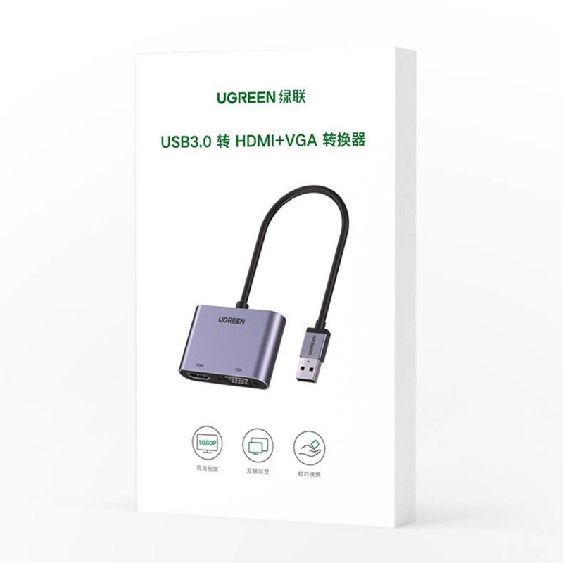 Ugreen ตัวแปลง USB 3.0 เป็น HDMI/VGA 1080p60Hz อุปกรณ์เสริมเชื่อมต่อพีซี/แล็ปท็อปด้วยพอร์ต USB-A เข้ากับจอภาพ รุ่น 20518 - รูปที่ 6