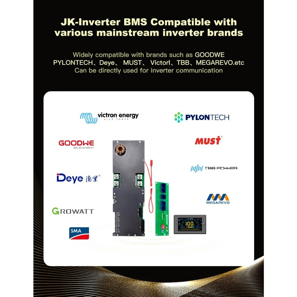 BMS JK V19 NMC Lifepo4 สำหรับเก็บพลังงาน 100-200A 8S 16S 24V 48V  8S-16S สำหรับการเชื่อมต่อ growatt 