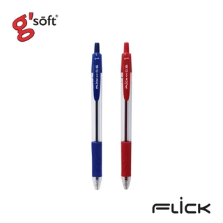 g'soft (จีซอฟท์) ปากกาลูกลื่นเจล FLICK 0.5mm ปากกาแบบกด แพ็ค 2ด้าม รหัส FLICK
