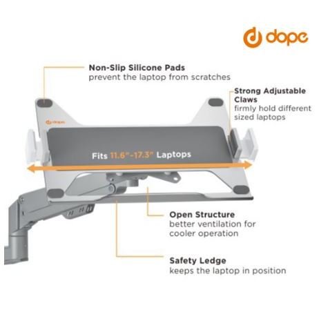 Dope Laptop Holder for Monitor Arm แท่นวาง Laptop สำหรับแขนจับจอ รุ่น DP-92432  ใช้กลับขาจับจอรุ่น DP-92430 DP-92431