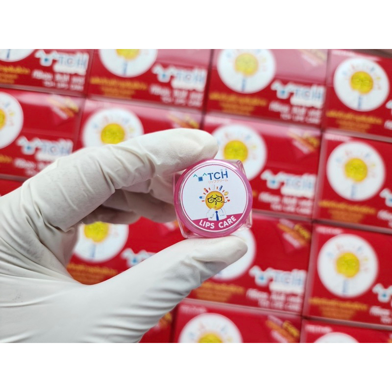 ^+^TCH Lips Care 3.3g. ลิปมันบำรุงริมฝีปาก ผิวเนียนนุ่ม อิ่มน้ำ น่าสัมผัส ริมฝีปากน่าจุ๊บ สารสกัดยางพารา กลิ่นผลไม่้