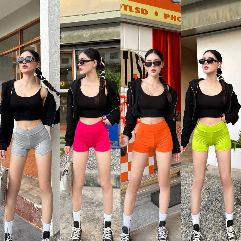 🌈SpinnyHouse🌈เลคกิ้งขาสั้น กางเกงซับในใส่กันโป๊ได้ ใส่ออกกำลังกายก้เริ่ดน้า 🤎 ผ้าเรย่อนยืดตามตัว รุ่น เลคกิ้งขาสั้น