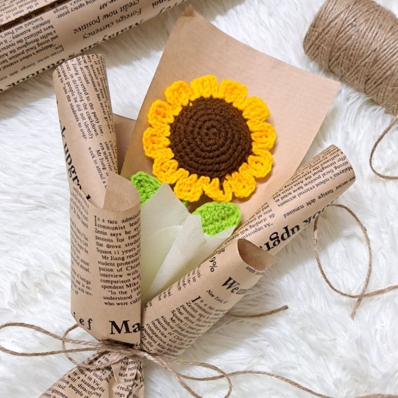 ช่อดอกไม้ ไหมพรม ทานตะวัน&เดซี่ พร้อมส่ง ปัจฉิม| รับปริญญา|ของขวัญให้แฟน|พร้อมส่ง ราคาถูก