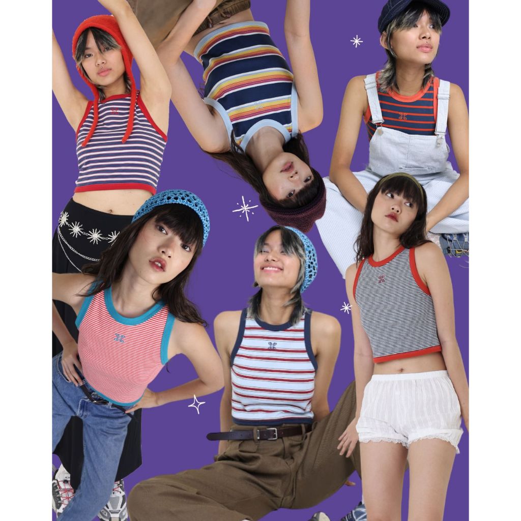 Molivien - SKITTLES DREAM TOPS เสื้อกล้ามลายทาง