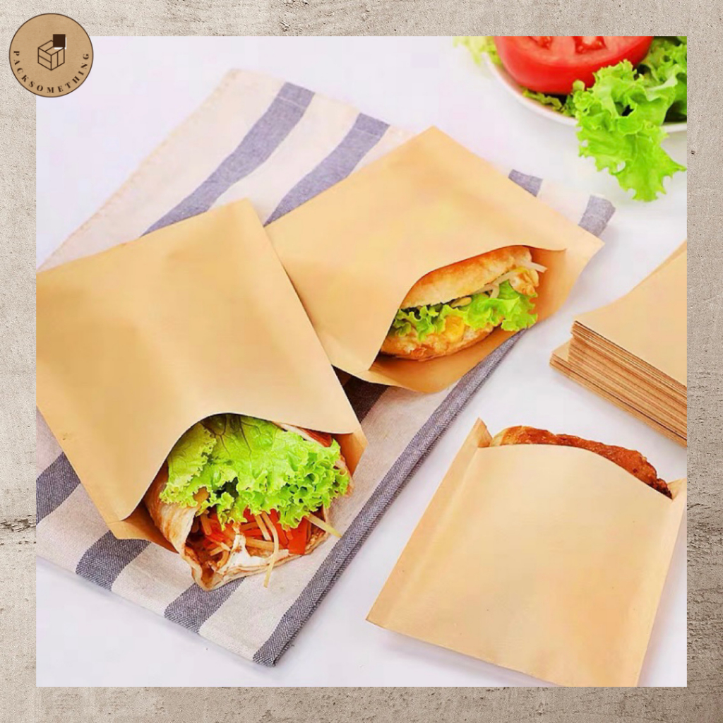 ถุงกระดาษคราฟท์ สีน้ำตาล | 100 ใบ | ซองก้นแบน ซองโตเกียว เบเกอรี่ เบอร์เกอร์ | Brown Paper Bag - รูปที่ 2