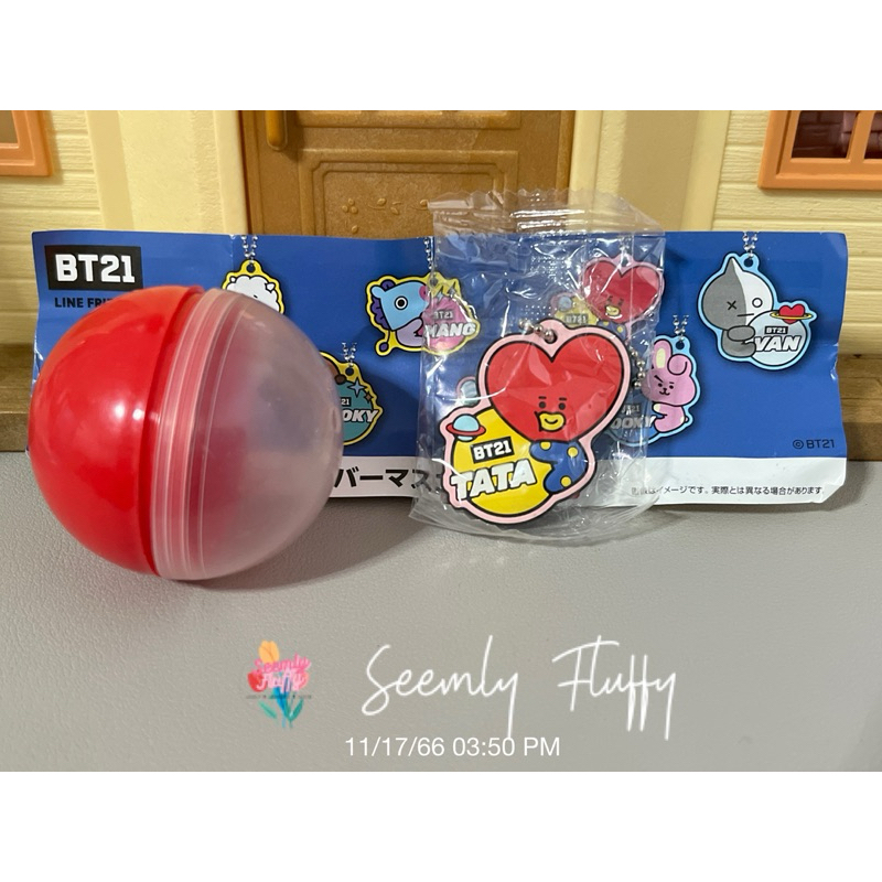 ❤️ (ไข่+ใบปิด) พวงกุญแจยาง ทาทา TATA BT21 3.5 cm.