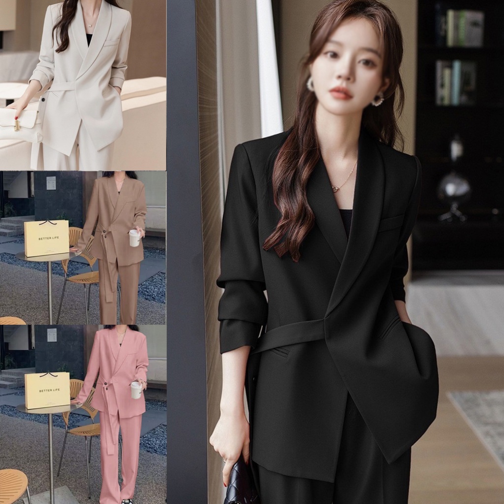 SUIT-6🤍 เสื้อสูท เซ็ตเสื้อ+กางเกง เสื้อเบลเซอร์ คอปกสไตล์เกาหลี Blazers 4 สี 🤍SUNBALEE