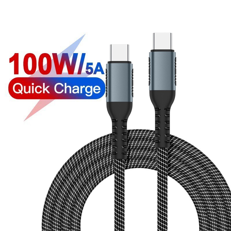 สายเคเบิลชาร์จเร็ว 60W 100W 5a Type C เป็น Type C QC4.0 3.0 PD Type C to ios 15 series
