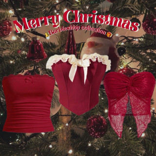 🎅🏻 Crop Christmas eve | เสื้อเกาะอก ท็อปครอปเบอร์กันดี้ โทนส…