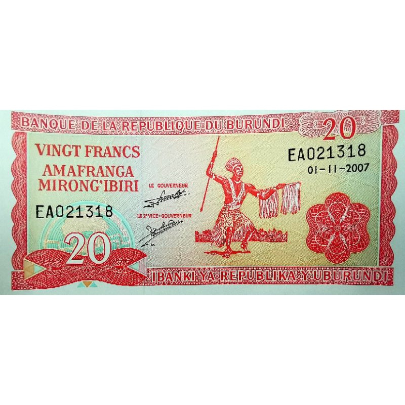 แบงก์​สะสม​บุรุน​ดี​ Burundi, 20 Francs, ไม่​ผ่าน​ใช้ UNC, B403​