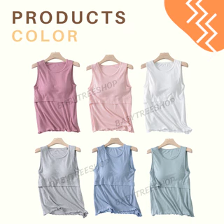 เสื้อกล้ามให้นม เสื้อคอกลมให้นม เสื้อแขนกุดให้นม ผ้าCotton มีซับใน ฟองน้ำถอดออกได้ เปิดให้นมได้สะดวก