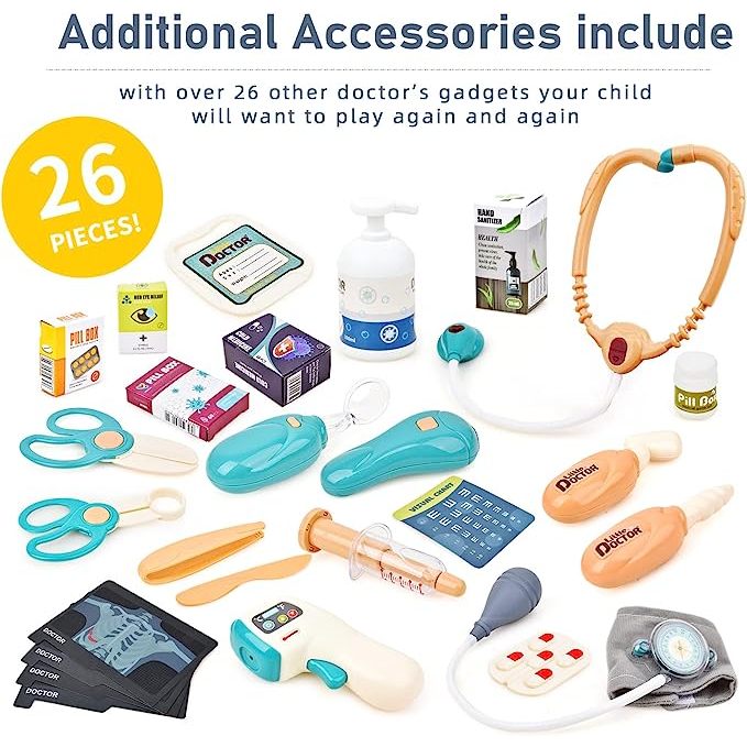 Doctor Medical Game Set (26 pcs.) **กล่องบรรจุบุบ** ของเล่นเด็ก คลินิก คุณหมอ | ของเล่นเสริมพัฒนาการ จำลอง บทบาทสมมุติ