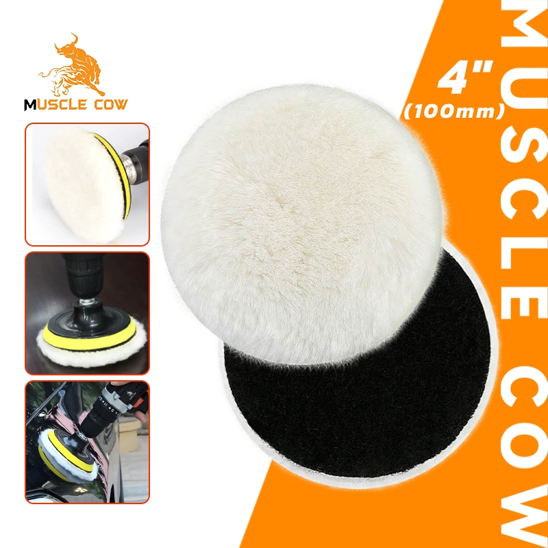 MUSCLE COW 10 ชิ้น/เซ็ต 4in แผ่นขัดเงา รถ เครื่องขัด เจาะ ชุด ม็อบ ผ้าขนสัตว์ ฟองน้ำขัดเงารถ แผ่นขัดความงาม