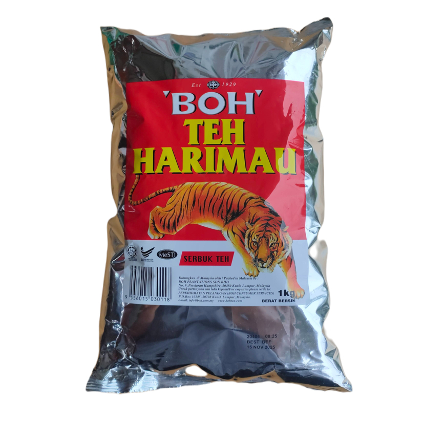 (ของแท้เกรด A) BOH Teh Harimau ชาตราเสือ ของแท้!! รสชาติเข้มข้น ผงชา 1 kg นำเข้าจากมาเลย์เซีย