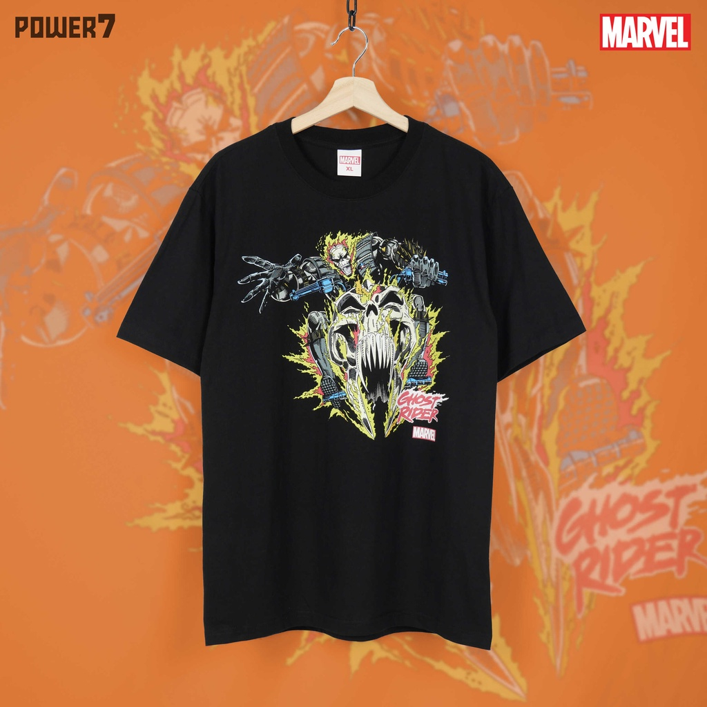 Power7Shop เสื้อยืดการ์ตูน มาร์เวล Ghost Rider ลิขสิทธ์แท้ MARVEL COMICS T-SHIRTS (MVX-007)