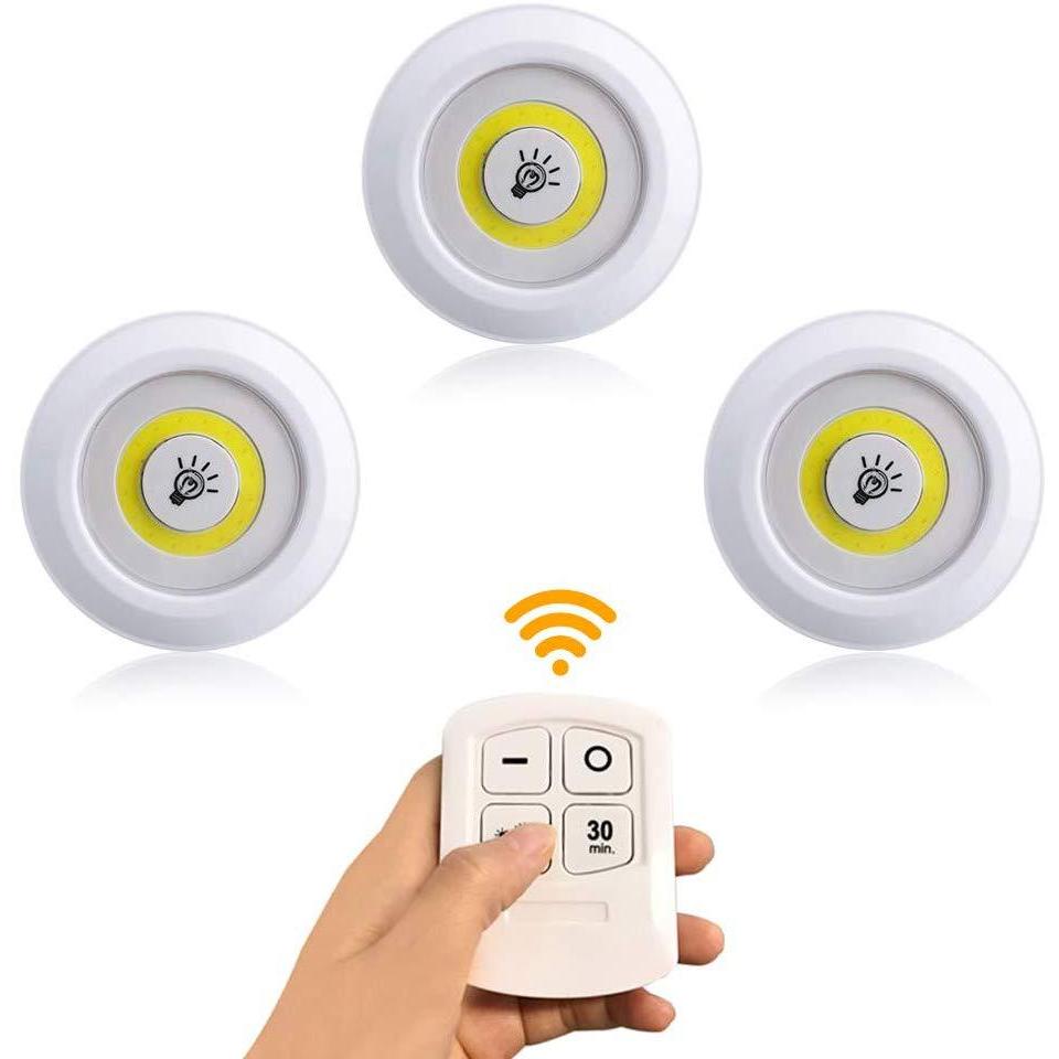 ✨New✨(แบบรีโมท) ไฟมินิ ไร้สาย LED แบบรีโมท หรี่แสงได้ สำหรับติดในตู้ ครัว ห้องน้ำ #A165
