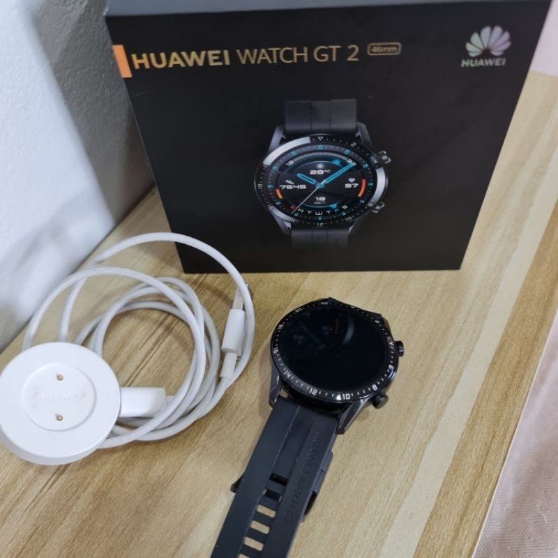 Huawei WATCH GT 2 smart watch 46 mm สมาร์ทวอทช์ รับสายได้ นาฬิกา อัจฉริยะ มือสอง สีดำ สภาพดี กล่อง อุปกรณ์ครบ