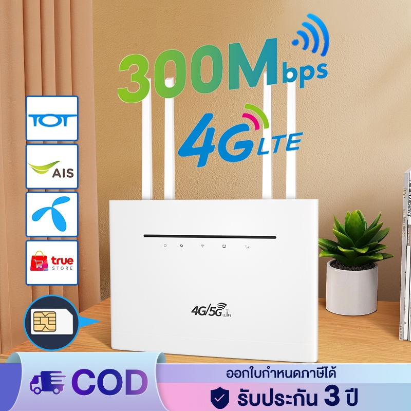เร้าเตอร์ใส่ซิม 4G Router 300 Mbps Wireless N 4G LTE Router เราเตอร์ใส่ซิม sim Router รองรับทุกเครือข่ายในไทย
