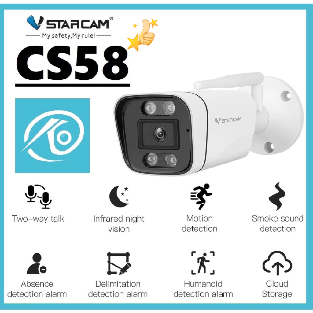 Vstarcam CS58 ความละเอียด 3MP กล้องวงจรปิดไร้สาย Outdoor IP Camera กล้องนอกบ้าน ภาพสี มีAI+