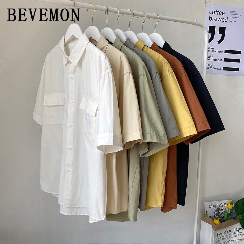 🔥 เสื้อเชิ้ตเกาหลี แขนสั้น สีพื้น มีไซซ์ M L XL XXL  ，6 สีให้เลือก（G0488）