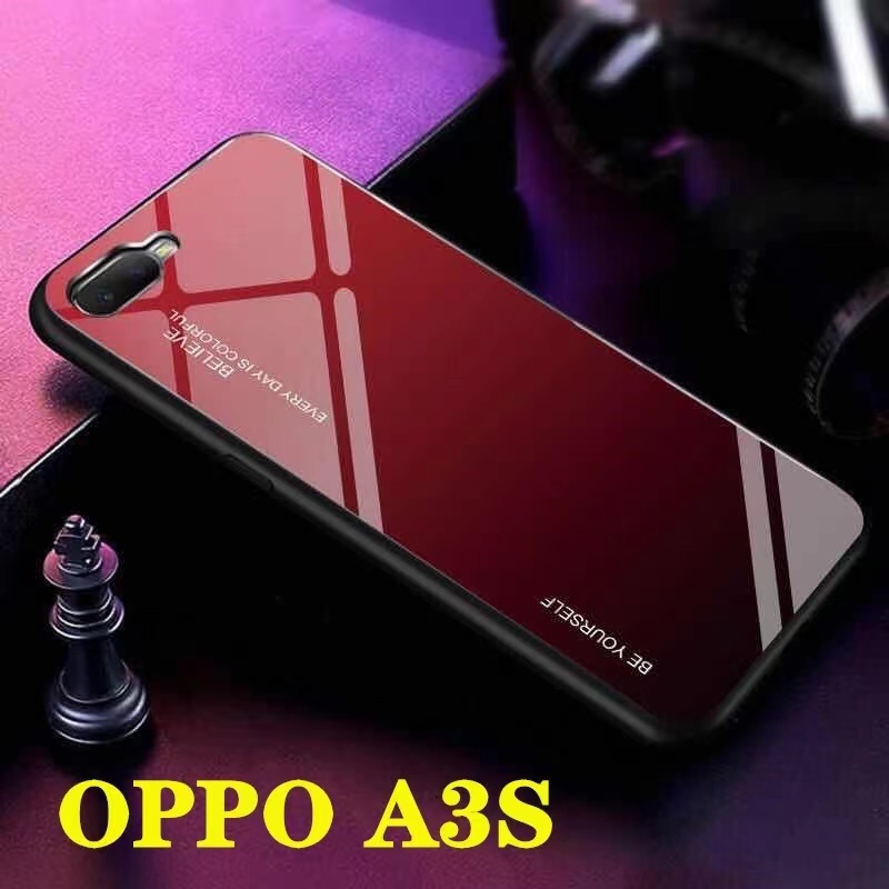 เคสกระจกเงาไล่สี สำหรับ Oppo A3s / Realme C1 เคสไล่สี ออปโป้ ตรงรุ่น