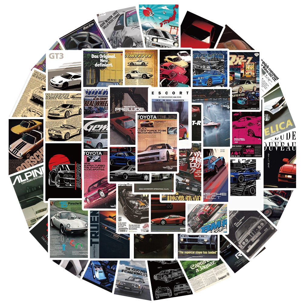 ป้ายร้าน ญี่ปุ่น คำขวัญ โฆษณา การ์ตูน poster JDM DIY EVO NSX RX7 AE86 50แผ่น LOGO sticker ดัดแปลง michelin HONDA JAPAN