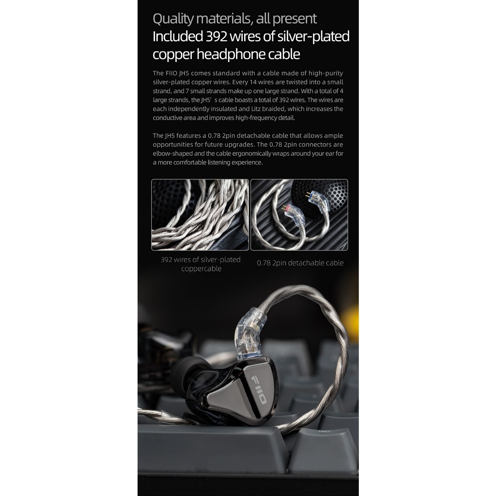 FiiO Jade Audio JH5 หูฟัง IEMs Hybrid 5 ไดรเวอร์ 1DD+4BA รองรับ Hi-Res ประกันศูนย์ไทย ราคา ถูกที่สุด ดีลบีเคเค แกลเลอรีภาพที่ 7