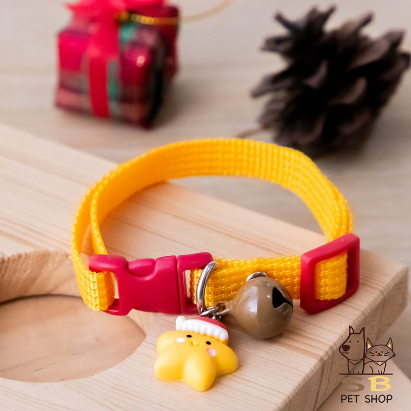 ปลอกคอแมว คริสต์มาส พร้อมจี้น่ารัก สีสันสดใส พร้อมส่งในไทยค่า - รูปที่ 3