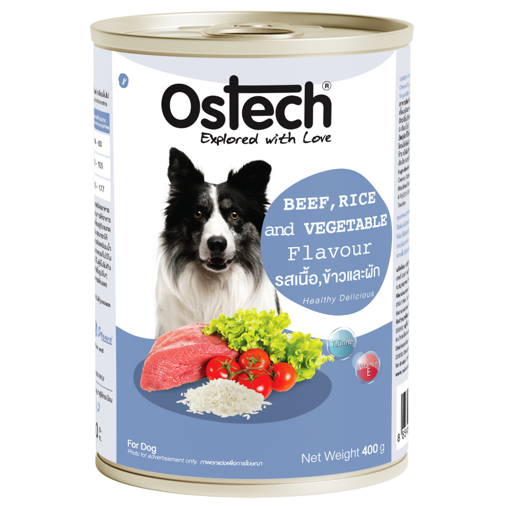 Ostech Can Dog Food อาหารสุนัขกระป๋องออสเทค 400 g*24กระป๋อง