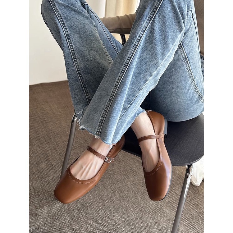 NEW ❤รองเท้าส้นแบนผู้หญิง รองเท้าแมรี่เจน นุ่ม สบาย สีขาว สีน้ำตาล สีดำ size35-40