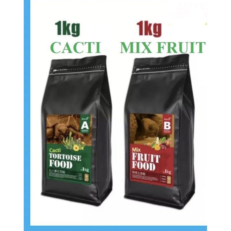 อาหารเต่าบก macfn กระบองเพชร ผลไม้ 1kg หมดอายุ 08/2026 ทั้งคู่