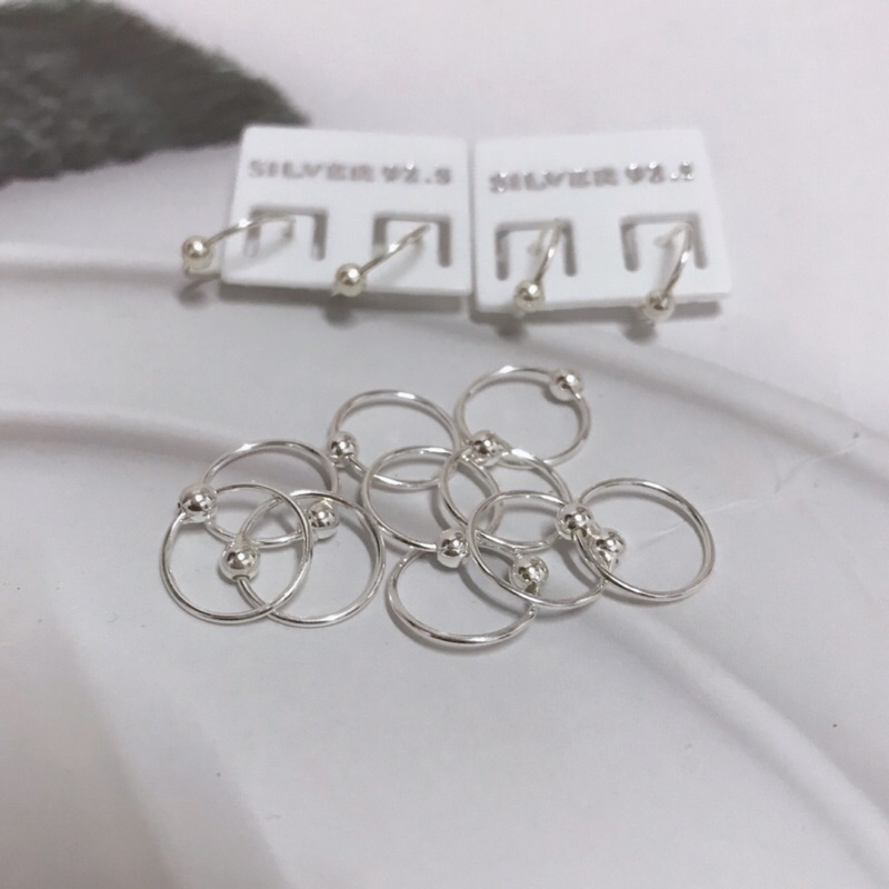 ต่างหู ห่วงลวด เงินแท้ 92.5% ราคาต่อคู่ ห่วงลวดเม็ดประคำเกลี้ยง สำหรับเด็กและผู้ใหญ่