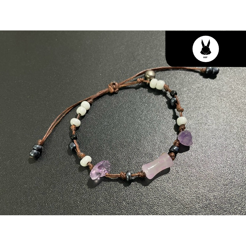 [ พร้อมส่งจากไทย]กำไลวินเทจ สร้อยข้อมือโบฮีเมียน เชือกเทียนถัก ข้อมือหินธรรมชาติ ไม้ไผ่จีน – โปรปัง