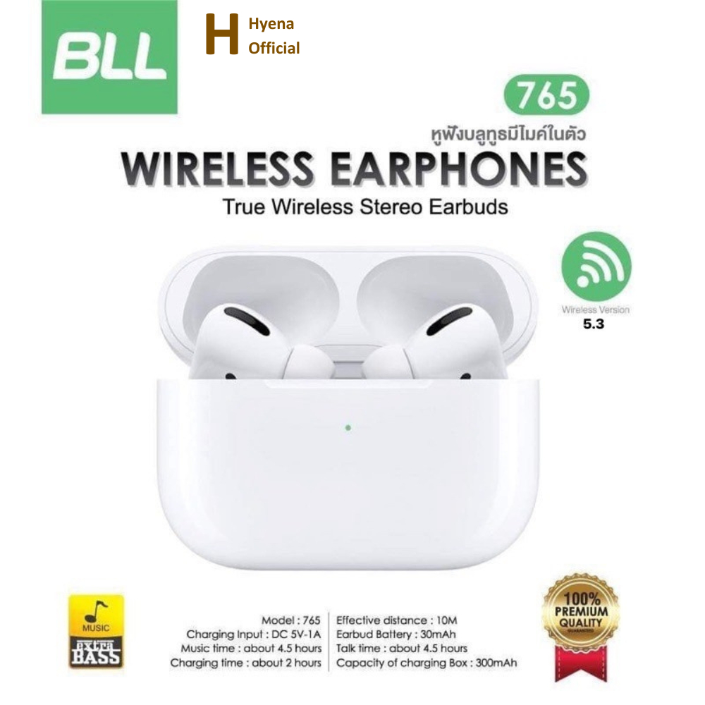 หูฟังบลูทูธ BLL - 765 Bluetooth ไร้สายแท้ Pro เบสหนักๆ หูฟังบลูทูธtws รับสัญญาณไกล 10 ม.