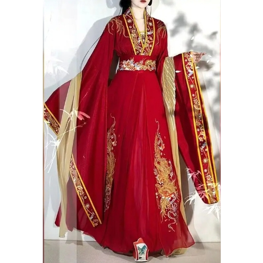 Jinghua Original Hanfu ผู้หญิงเย็บปักถักร้อย Superfairy ดอกไม้แต่งงานชุดแต่งงานสไตล์จีน