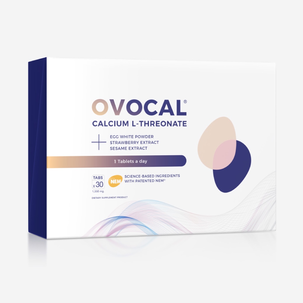 Ovocal Calcium L-Threonate + NEM® for joint 30 tab อาหารเสริมฟื้นฟูข้อเข่าเสื่อม ปวดเข่า กระดูกทับเส