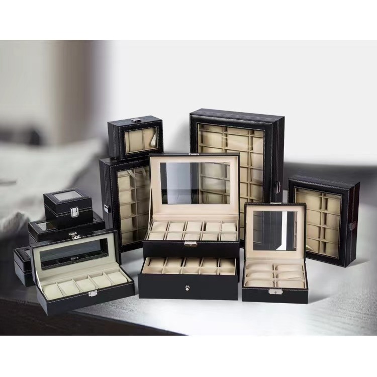กล่องนาฬิกา 3 6 10 12 20 24เรือน หนังสีดำคลาสสิก กล่องใส่นาฬิกา Watch Box
