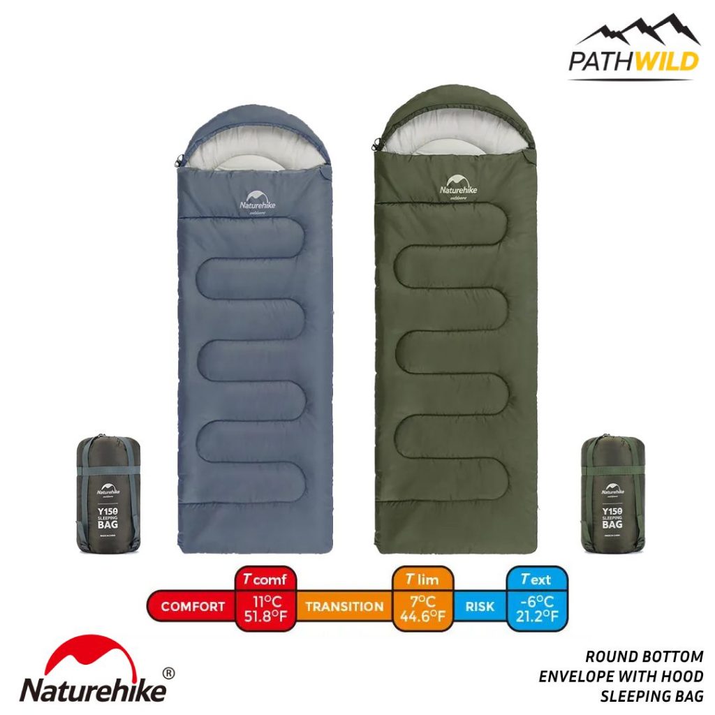 ถุงนอนทรงสี่เหลี่ยม NATUREHIKE ROUND BOTTOM ENVELOPE WITH HOOD SLEEPING BAG ที่นอนสบาย กางออกเป็นผ้าห่มได้