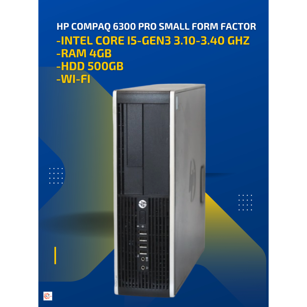 HP Compaq 6300 Pro Small Form Factor -Intel Core i5-GEN3 3.10-3.40 GHz  -RAM 4GB  -HDD 500GB  -Wi-Fi