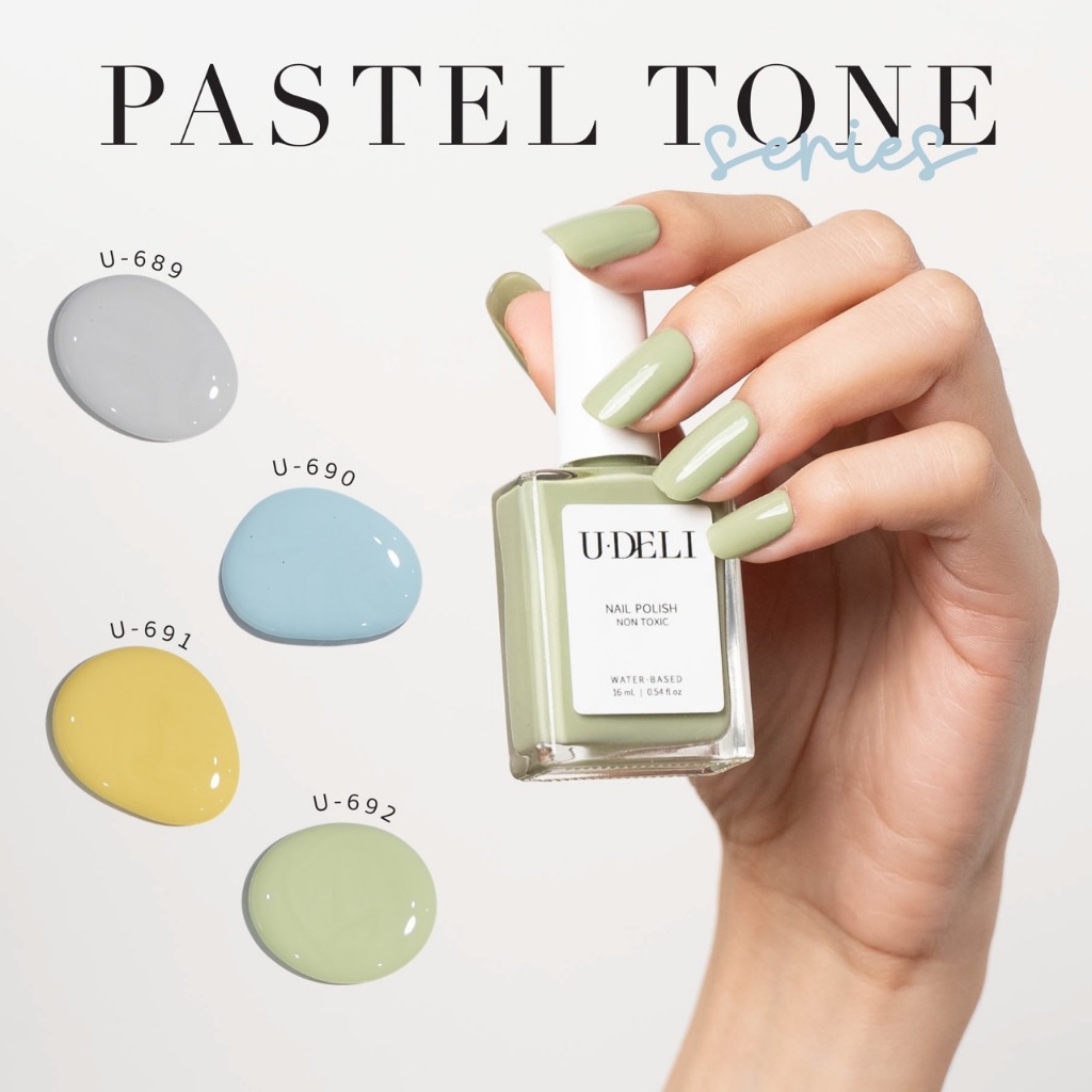 สีทาเล็บกึ่งเจล ไม่อบ U-DELI Vegan Nail Polish โทนพาสเทล Pastel U689-692 16ml Pigmetแน่น สีสวย Group