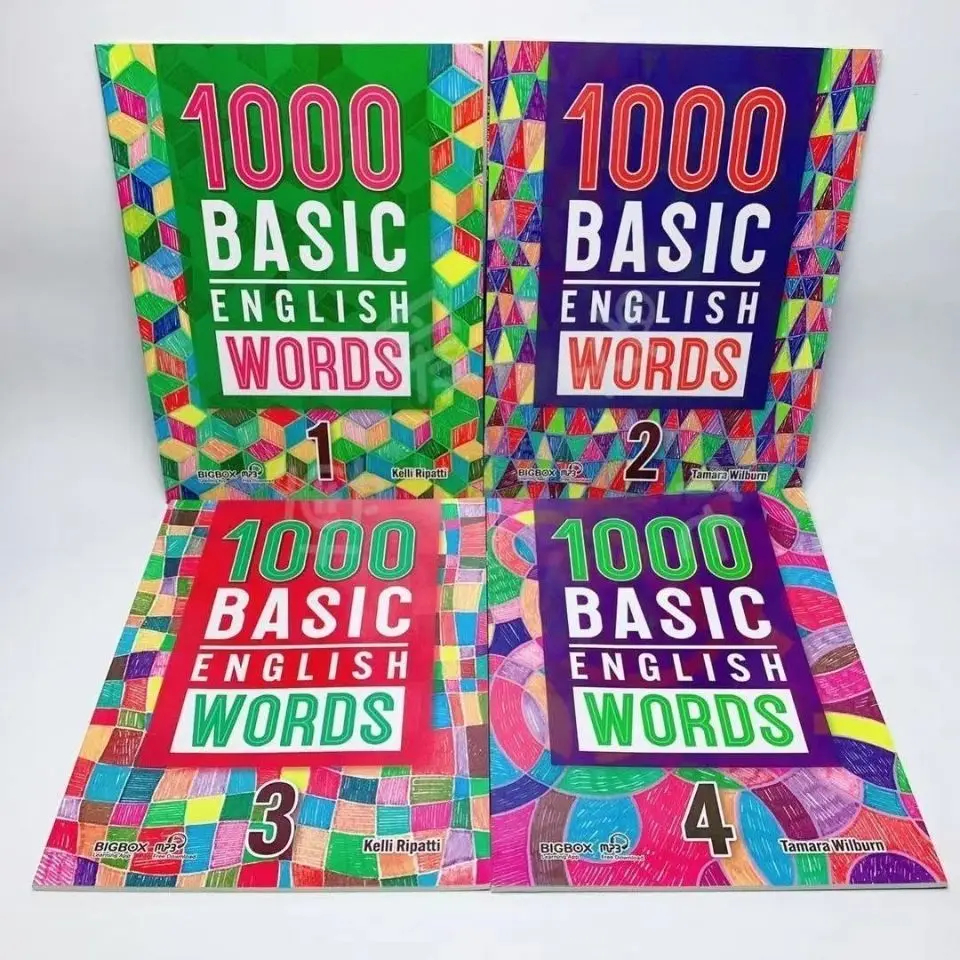 4 books/set 1000 Basic English words learning Level 1-4 Primary School Common Dictionary Textbook Workbook books for kid