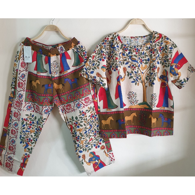 ชุดเช็ทผ้าฝ้ายผสมลินิน รอบอก 44” ขา 7 ส่วน ใส่สบายผู้ดีมาก