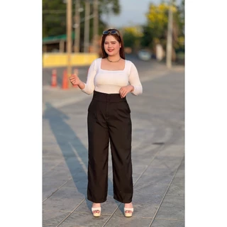 กางเกงเอวสูงสาวอวบ รุ่นกระดุมคู่2XL-6XL