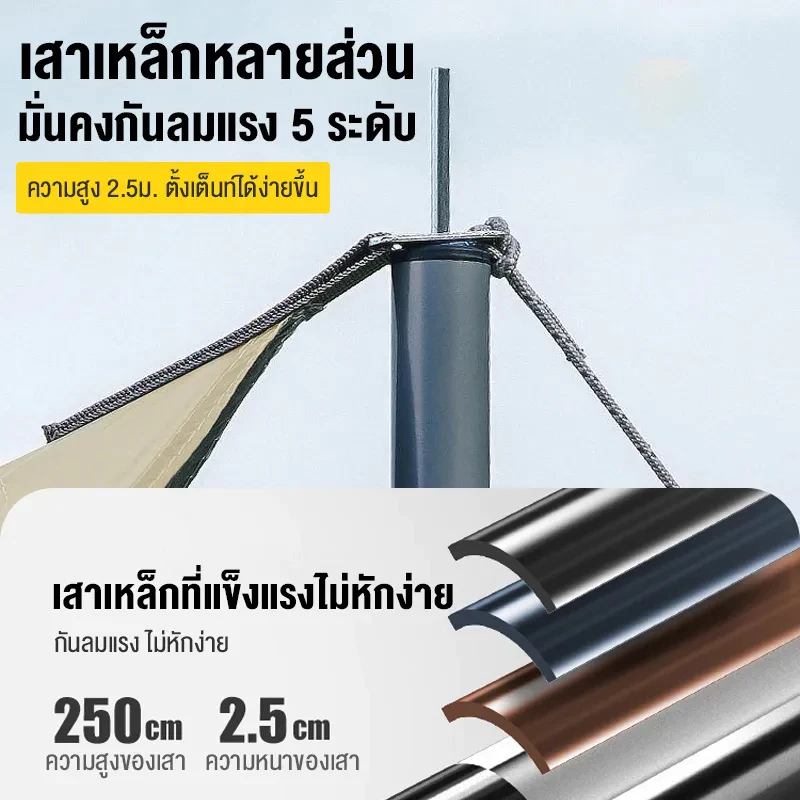 ฟลายชีทพร้อมเสา 3x3 3x4 3x6 เมตร กันแดดกันฝน อุปกรณ์แคมป์ปิ้ง thumbnail 3