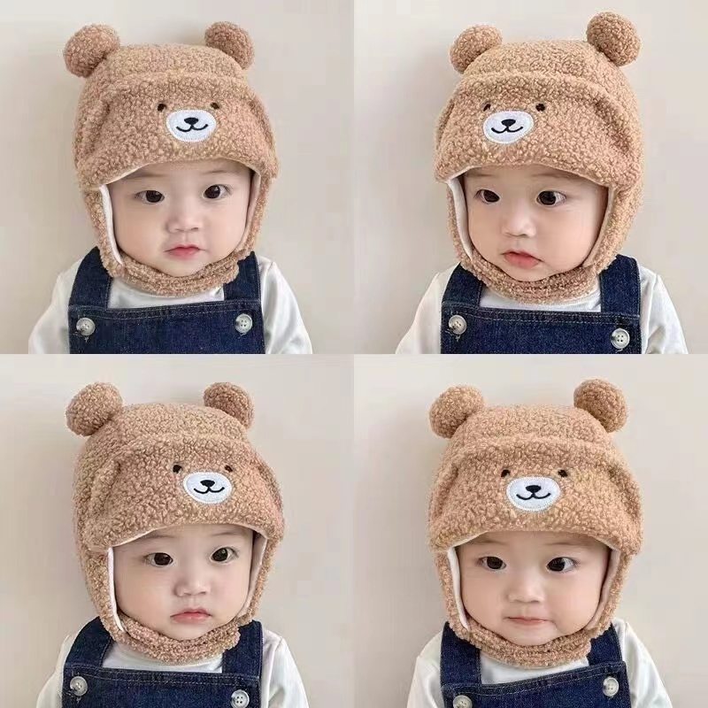 หมวกไหมพรมของเด็ก หมวกกันหนาวปีดหู