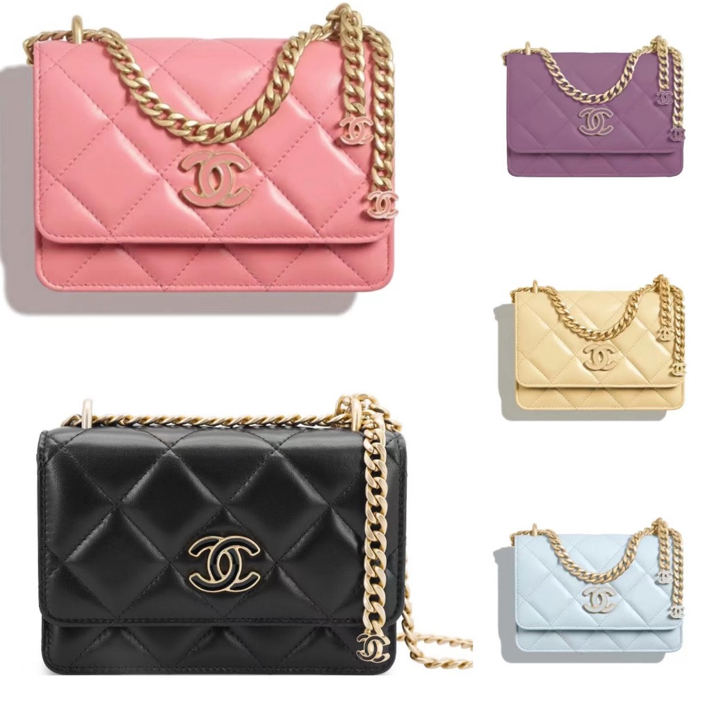 Chanel/woc/chain/หนังแกะ/กระเป๋าถือ/กระเป๋าสะพาย/ของแท้ 100%