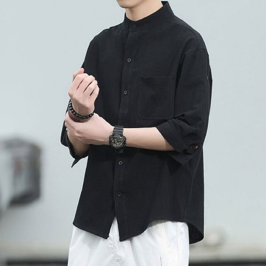 ราคาส่ง เสื้อเชิ้ตแขนสั้น เสื้อเชิ้ตผู้ชายแขนสั้น ผ้าฝ้าย และผ้าลินิน แบบบาง ระบายอากาศดี รูปที่ 3