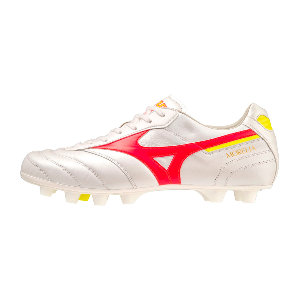 Mizuno รองเท้าฟุตบอล / สตั๊ด Morelia II Elite FG | White/Fiery Coral 2/Bolt 2 ( P1GA231264 )